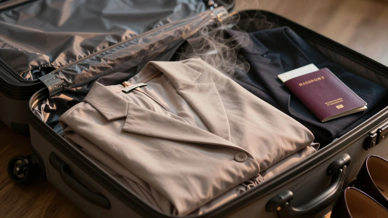 Путешественнический комплект в чемодане, идеально гладкий, без морщин, с легким паром.