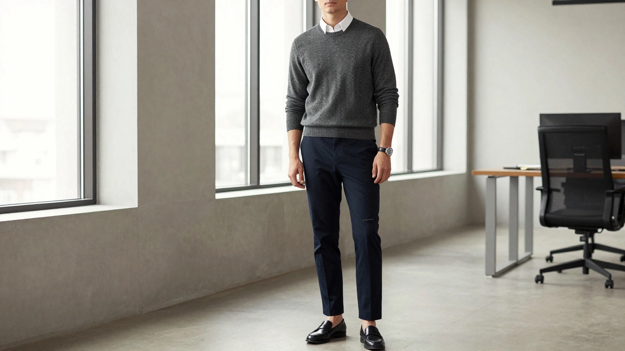 Профессионал в стиле smart casual в современном офисе