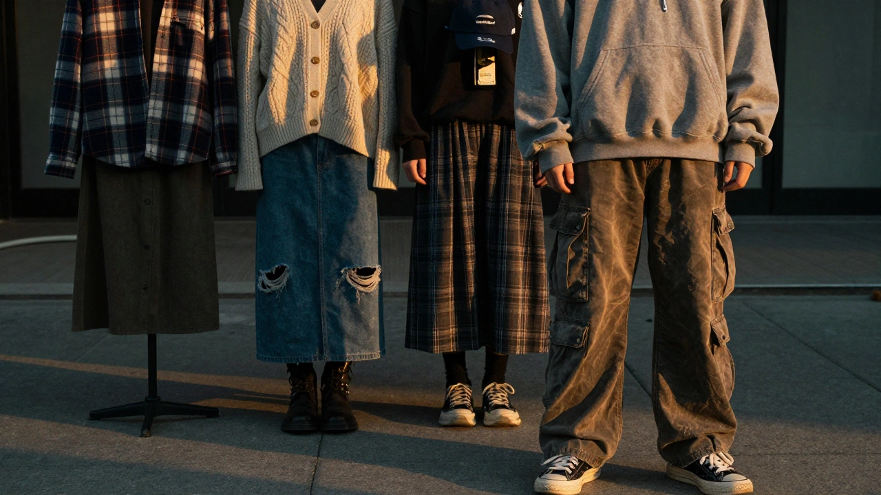 Смесь стилей streetwear и гранж с акцентом на текстуры